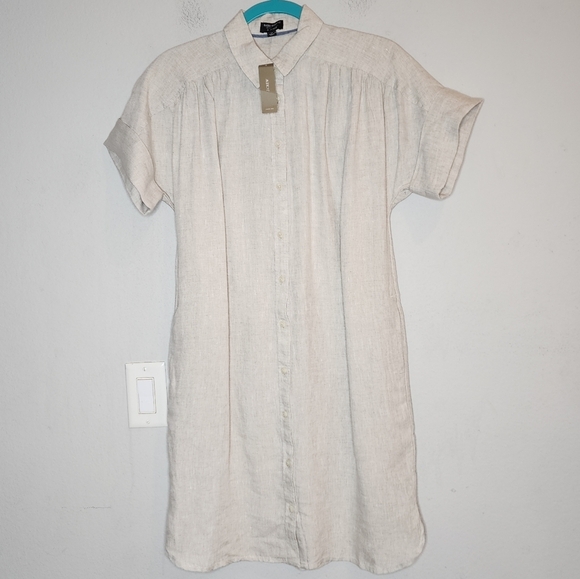 NWT J. Crew Linen Baird McNutt Relaxed-fit Short-sleeve Button Shirt Dress XS - Picture 15 of 15